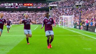 [进球视频]杰哥进球！杰克逊凌空抽射破门，热刺0-2落后维拉